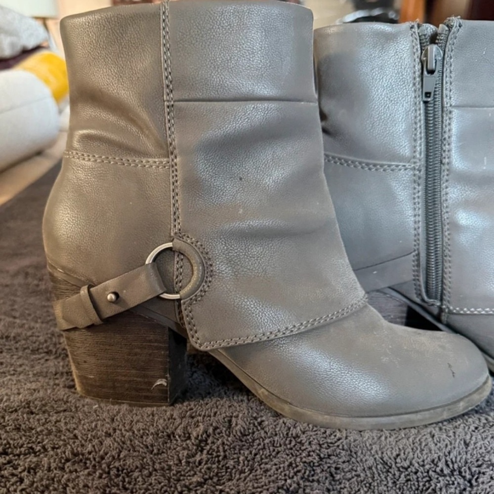 Fergalicious Gray Ankle Boots with Ring Detail